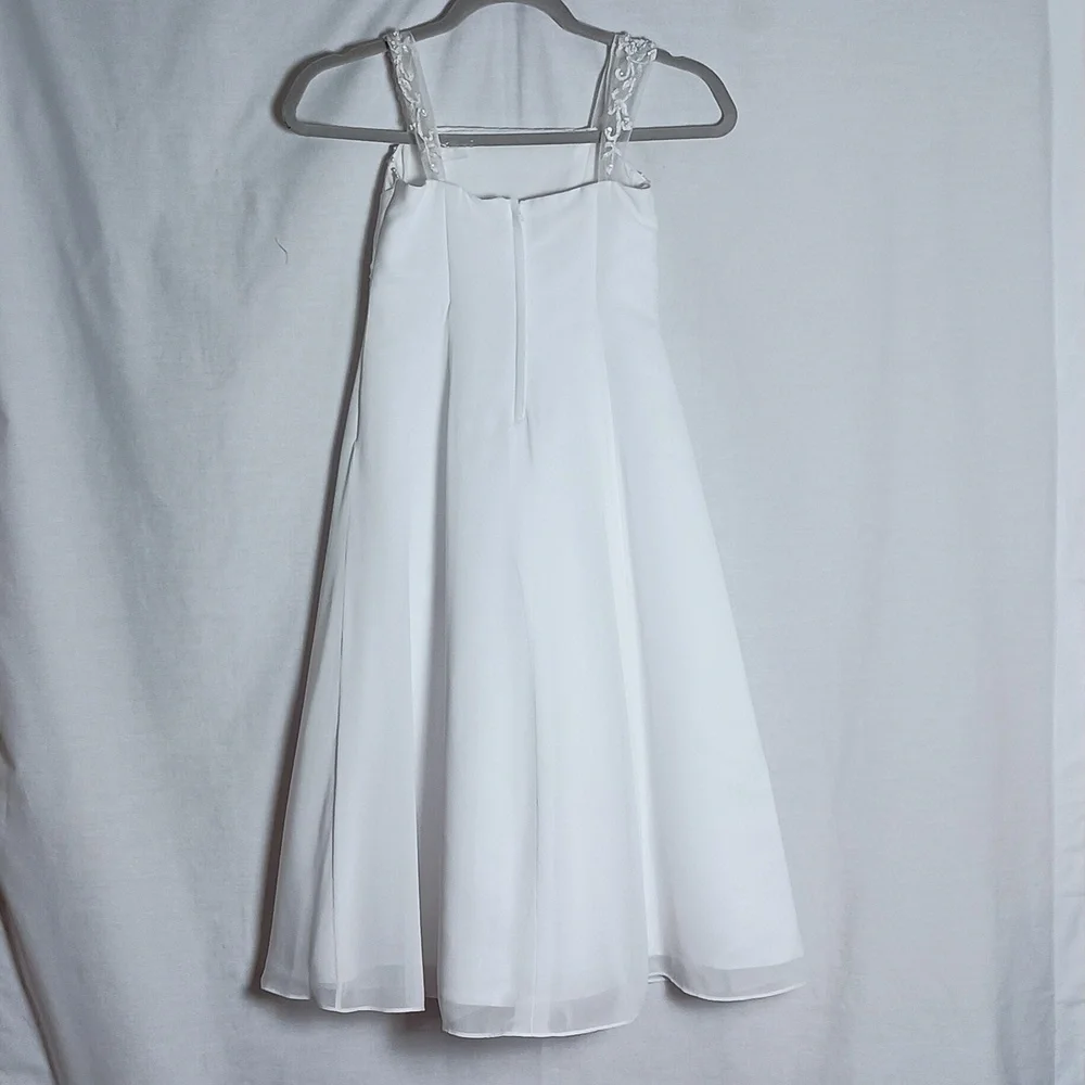 David Bridals White Beaded Embroidered Flower Girl Communion Dress Sz 5 - Picture 7 of 13